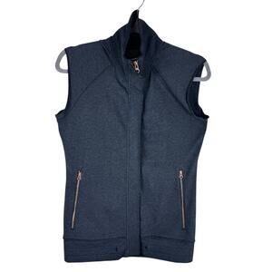 Sundays Zero Gray Full Zip Knit Mock Neck Lightweight Zippered Pockets Vest Sz S